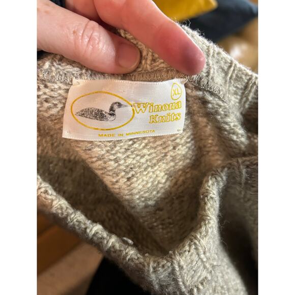 VTG Winona Knits Oatmeal Sweater Men’s XL Wool Blend Classic Cabincore Lodgecore - Picture 8 of 8